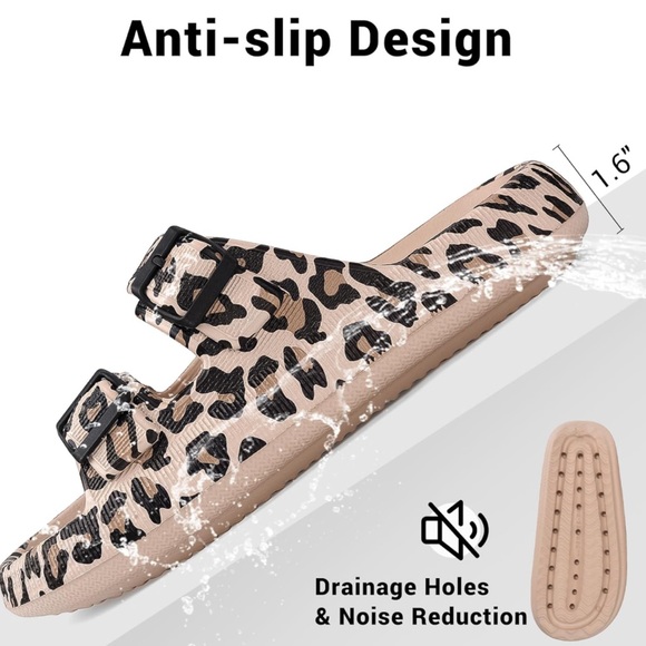 Cloud Slide Sandal, Adjustable House Shoe in Leopard, Size 6 - Picture 2 of 7